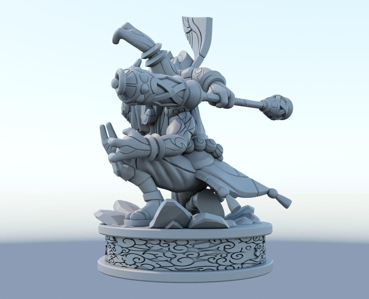 League of Legends Jax Figure | 3D Printed God Staff Model | Gaming Desk Decor | Gamer Gift | Collectible Statue | Unpainted for DIY Painting