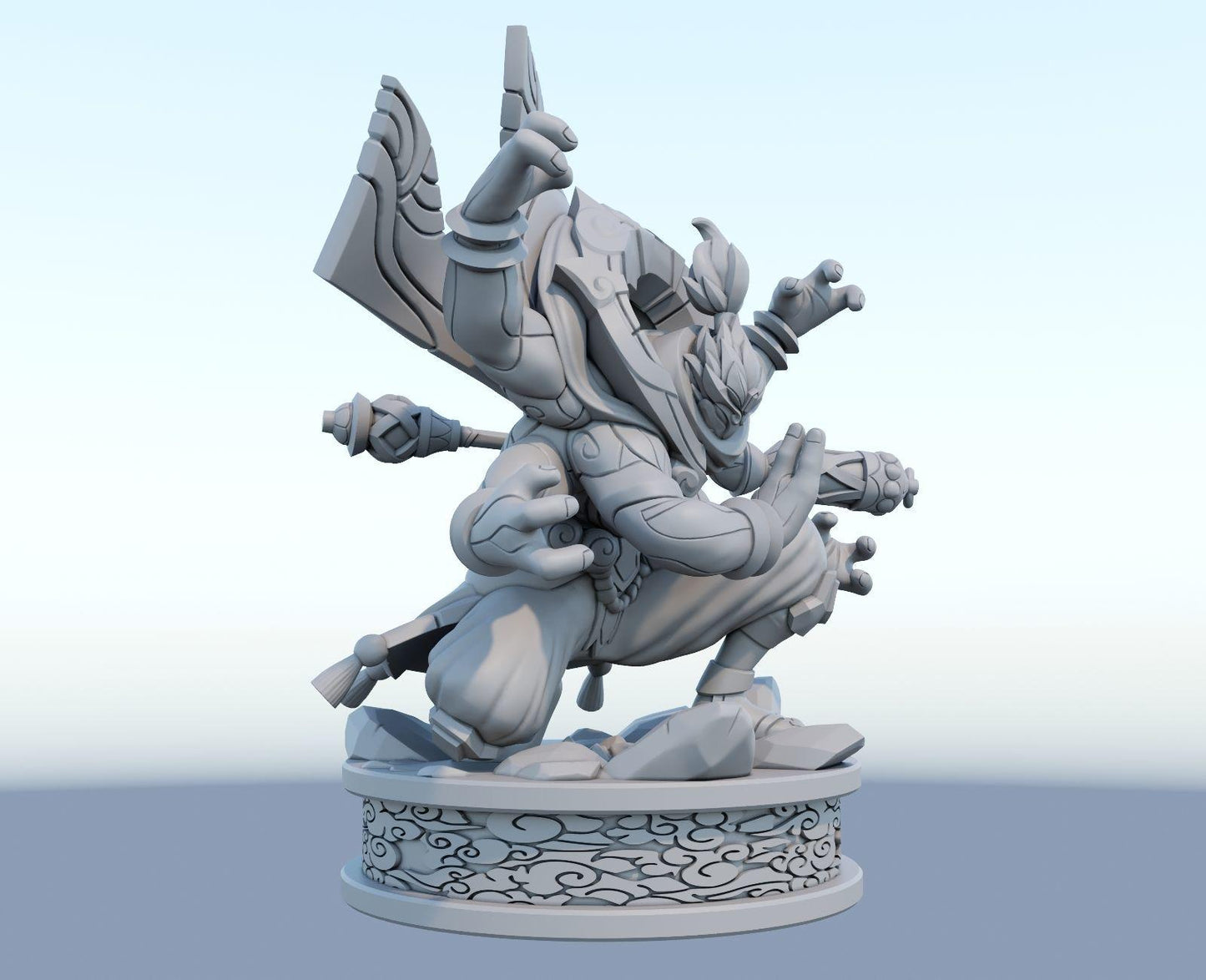 League of Legends Jax Figure | 3D Printed God Staff Model | Gaming Desk Decor | Gamer Gift | Collectible Statue | Unpainted for DIY Painting