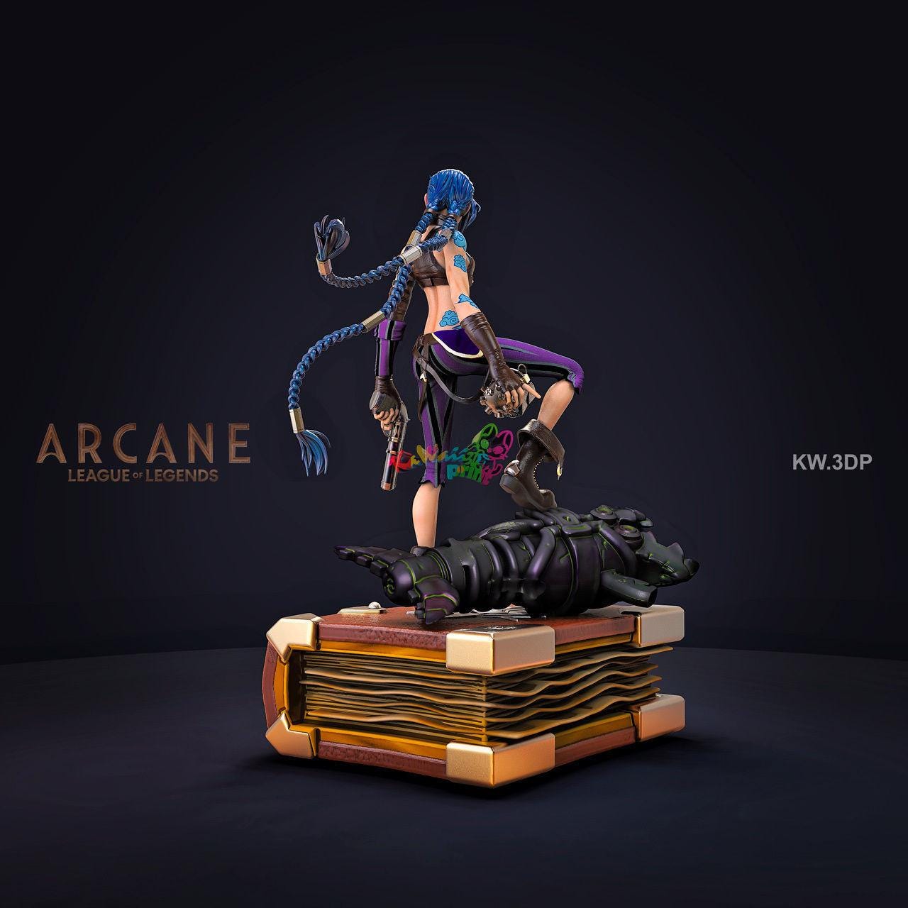 Jinx Figure | Arcane League of Legends | 3D Printed Model | Multiple Sizes | Unpainted Collectible | Gamer Gift | Fan Art Statue