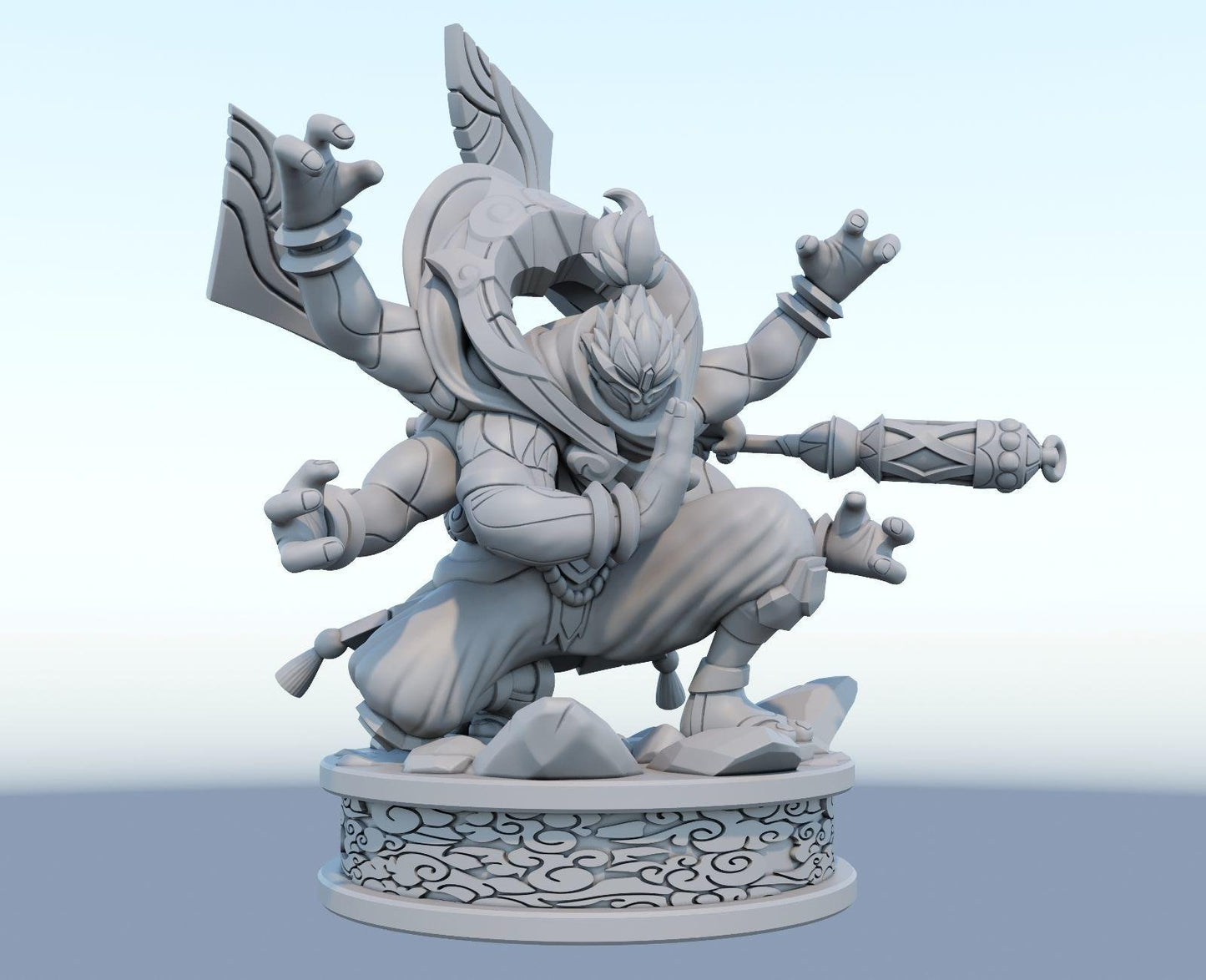 League of Legends Jax Figure | 3D Printed God Staff Model | Gaming Desk Decor | Gamer Gift | Collectible Statue | Unpainted for DIY Painting