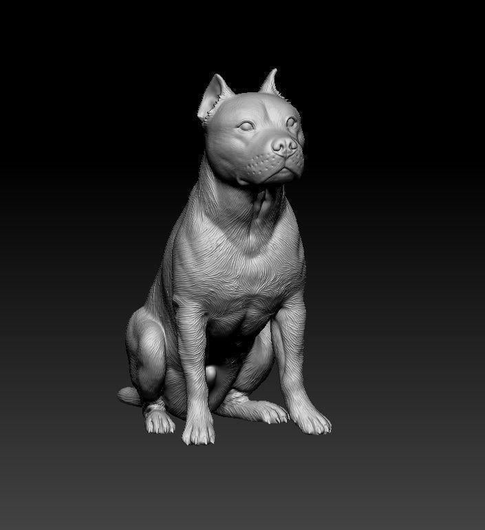 Staffordshire bull terrier sitting Dog Figurine - 3D Printed