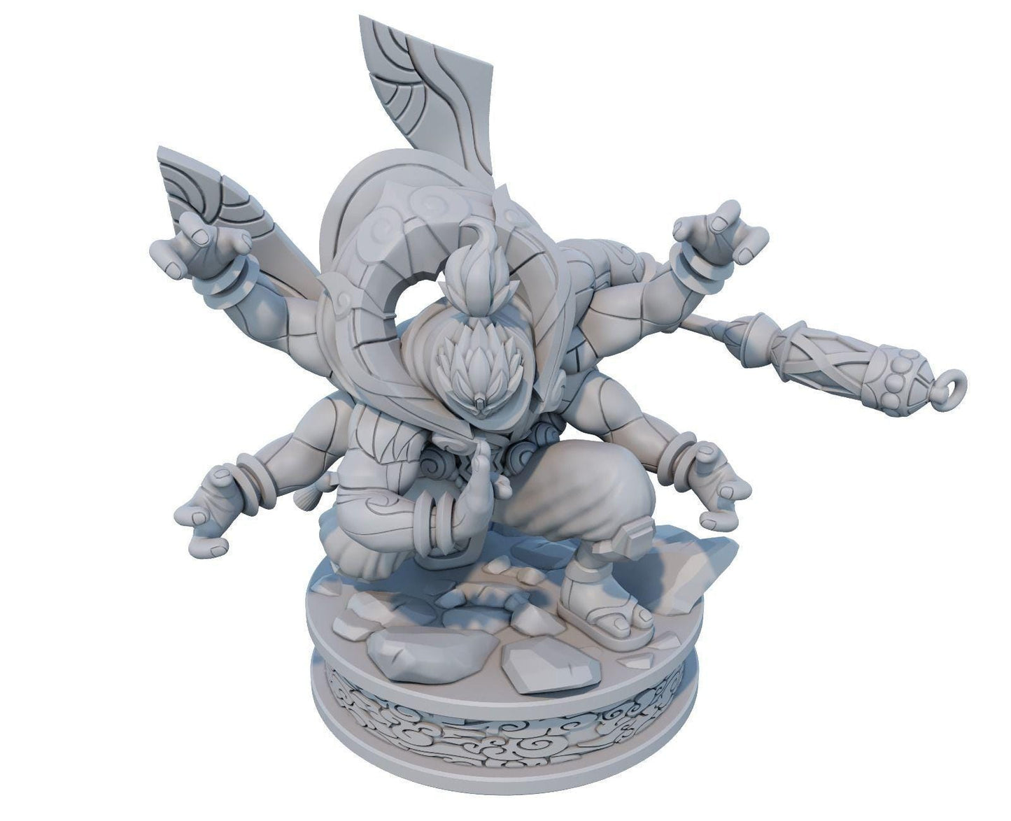 League of Legends Jax Figure | 3D Printed God Staff Model | Gaming Desk Decor | Gamer Gift | Collectible Statue | Unpainted for DIY Painting