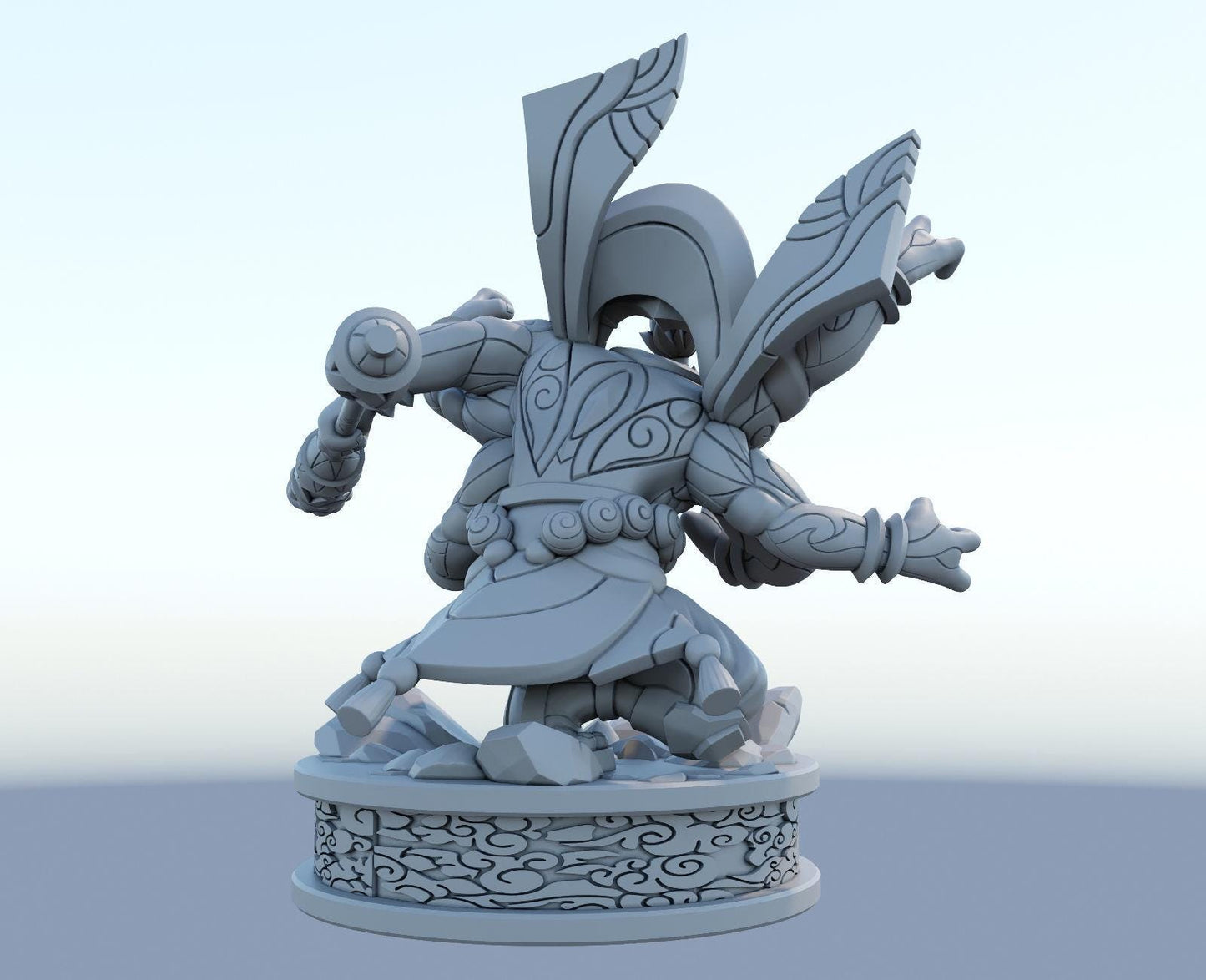 League of Legends Jax Figure | 3D Printed God Staff Model | Gaming Desk Decor | Gamer Gift | Collectible Statue | Unpainted for DIY Painting