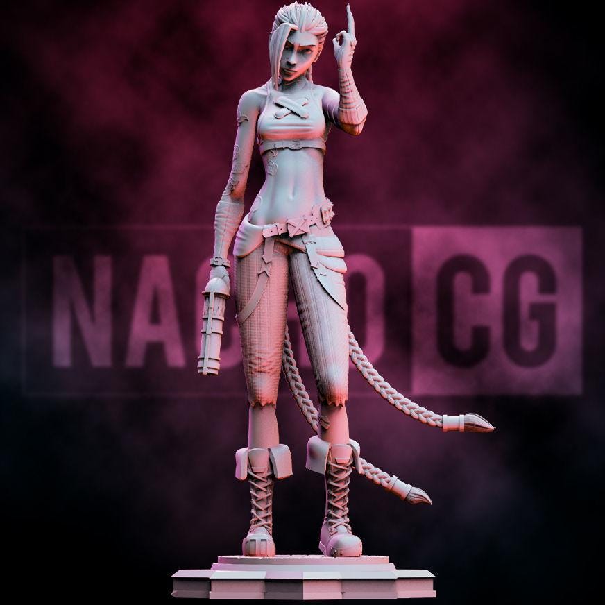 Fan Art Jinx 3D Printed Figurine – Arcane Fan Art Statue – League of Legends Model – Gamer Gift – 15cm to 25cm – Free Shipping + Gift
