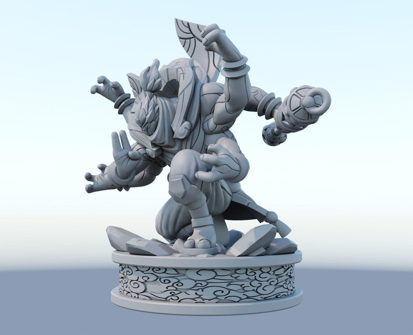 League of Legends Jax Figure | 3D Printed God Staff Model | Gaming Desk Decor | Gamer Gift | Collectible Statue | Unpainted for DIY Painting