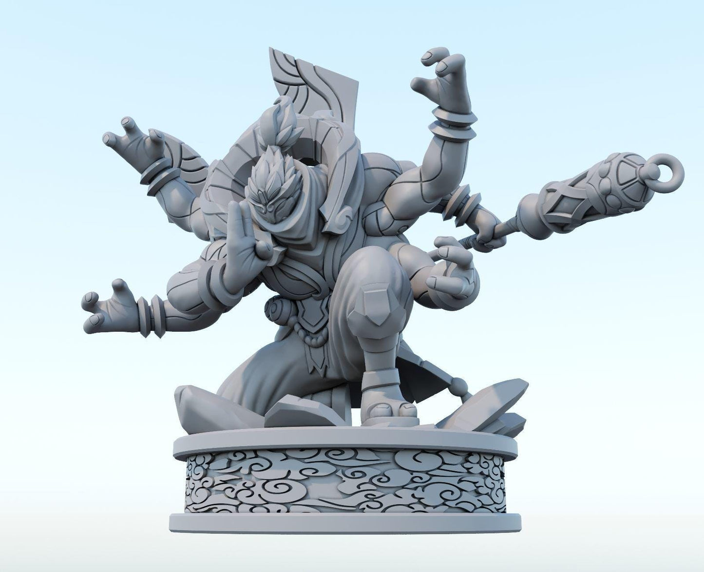 League of Legends Jax Figure | 3D Printed God Staff Model | Gaming Desk Decor | Gamer Gift | Collectible Statue | Unpainted for DIY Painting