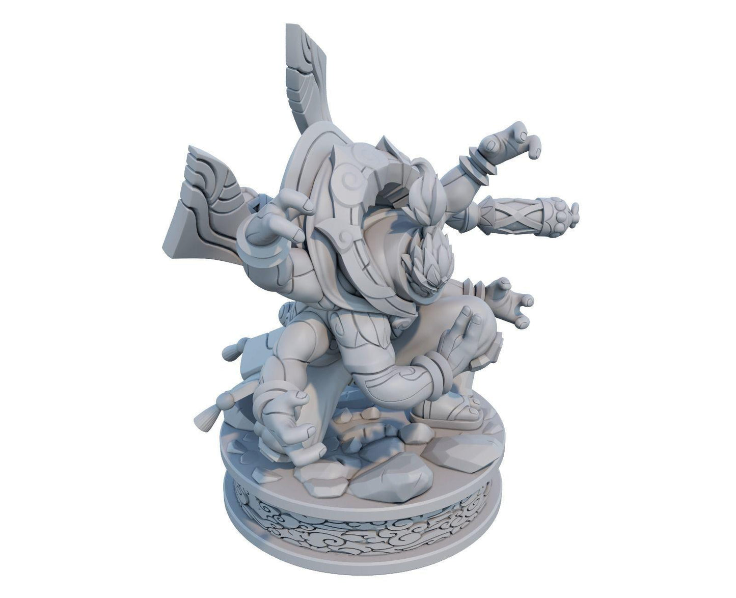 League of Legends Jax Figure | 3D Printed God Staff Model | Gaming Desk Decor | Gamer Gift | Collectible Statue | Unpainted for DIY Painting