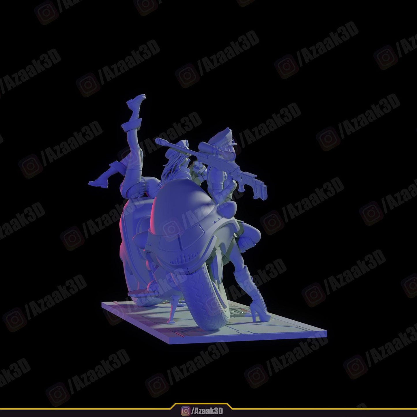 League of legens Inspired Police Girls Figurine | 3D Printed Trio Model with Motorcycle | Gaming Collectible Statue | Gamer Gift | Unpainted