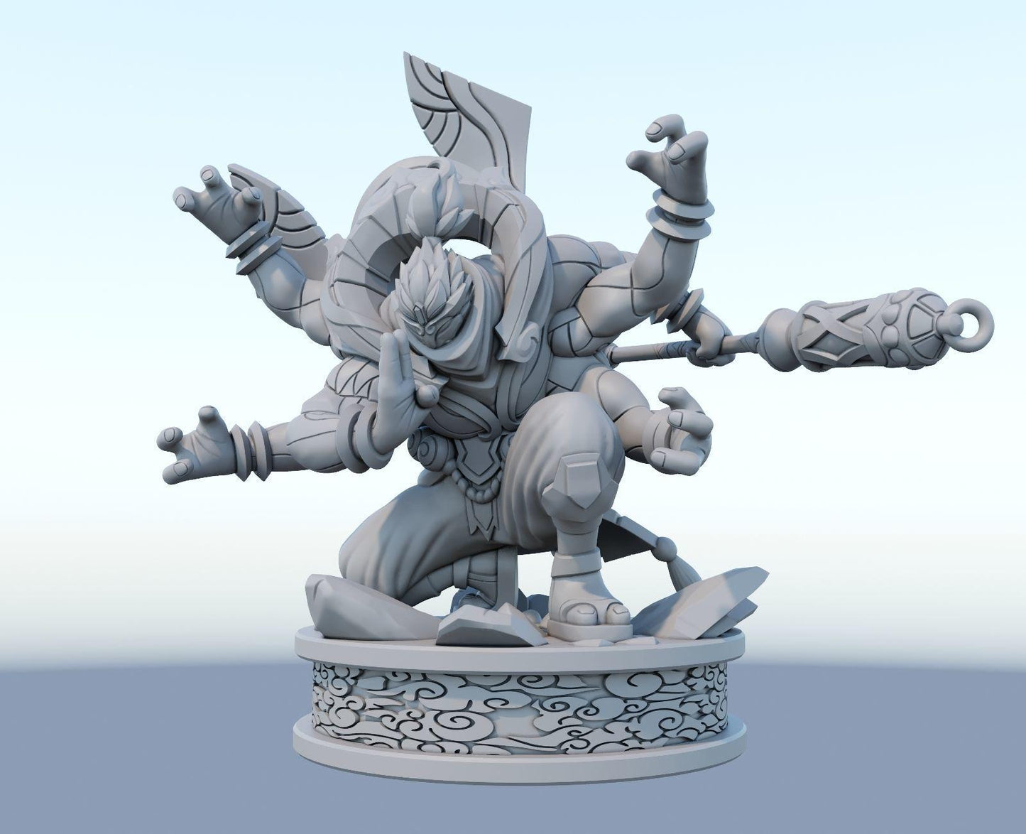 League of Legends Jax Figure | 3D Printed God Staff Model | Gaming Desk Decor | Gamer Gift | Collectible Statue | Unpainted for DIY Painting