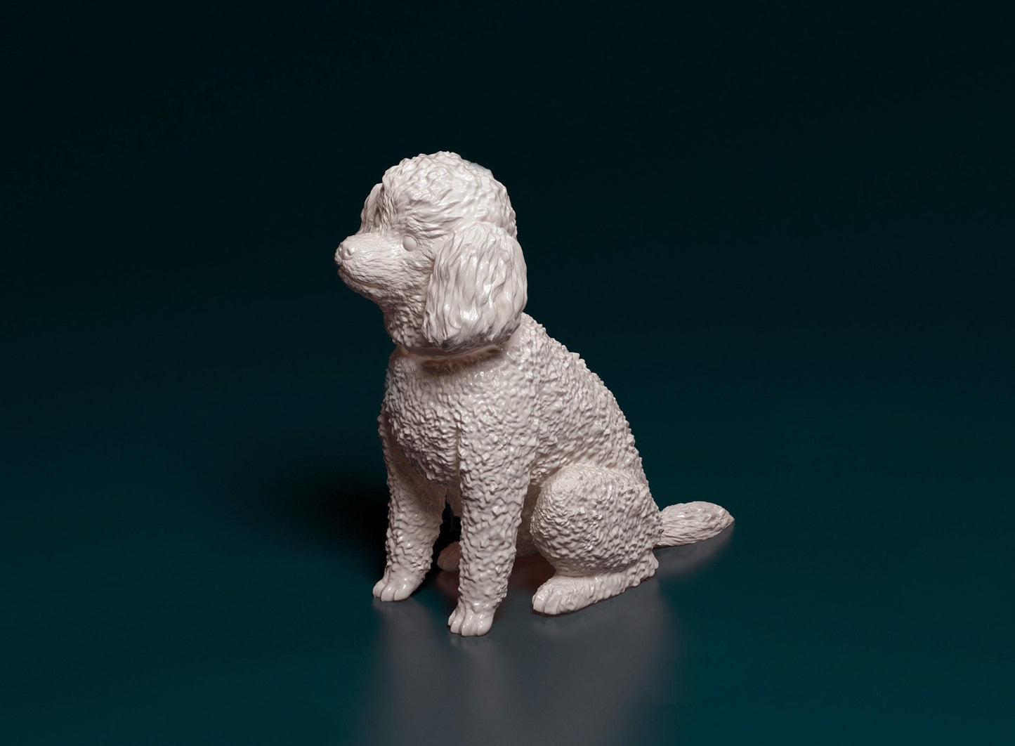 3D Printed Toy Poodle sitting Dog Figurine -