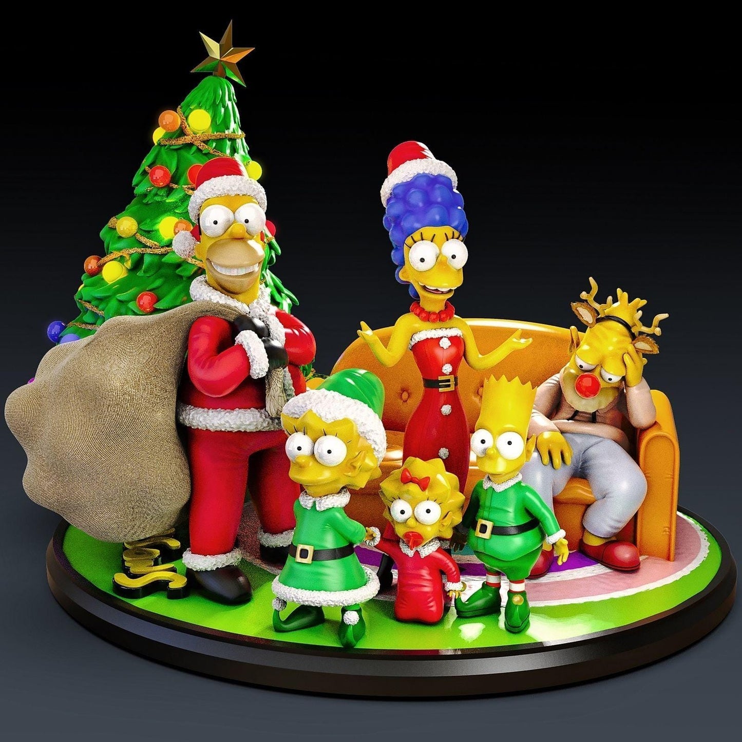 Merry Christmas – The Simpsons-Inspired 3D Printed Collectible Figurine for Holiday Display & Fan Collections