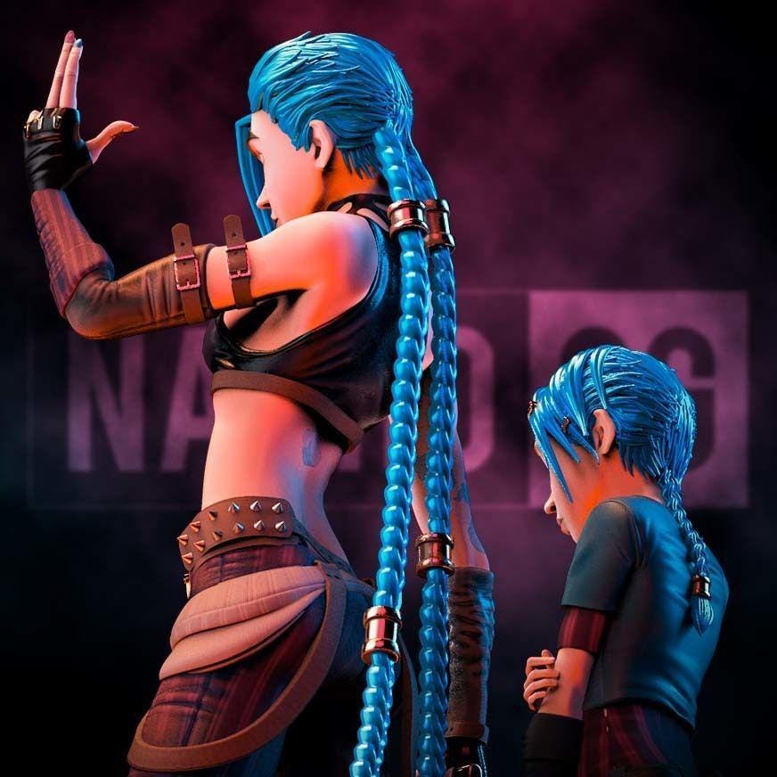 Jinx and Powder Fan Art 3D Print | Arcane Sisters Statue | League of Legends Collectible Figurine | Gamer Gift | Free Shipping