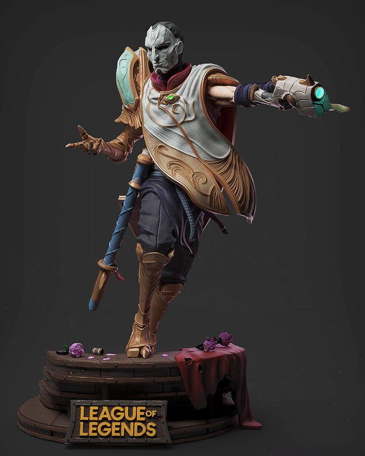 League of Legends Jhin Figure | 3D Printed Virtuoso Model | Gaming Desk Decor | Gamer Gift | Collectible Statue | Unpainted for DIY Painting