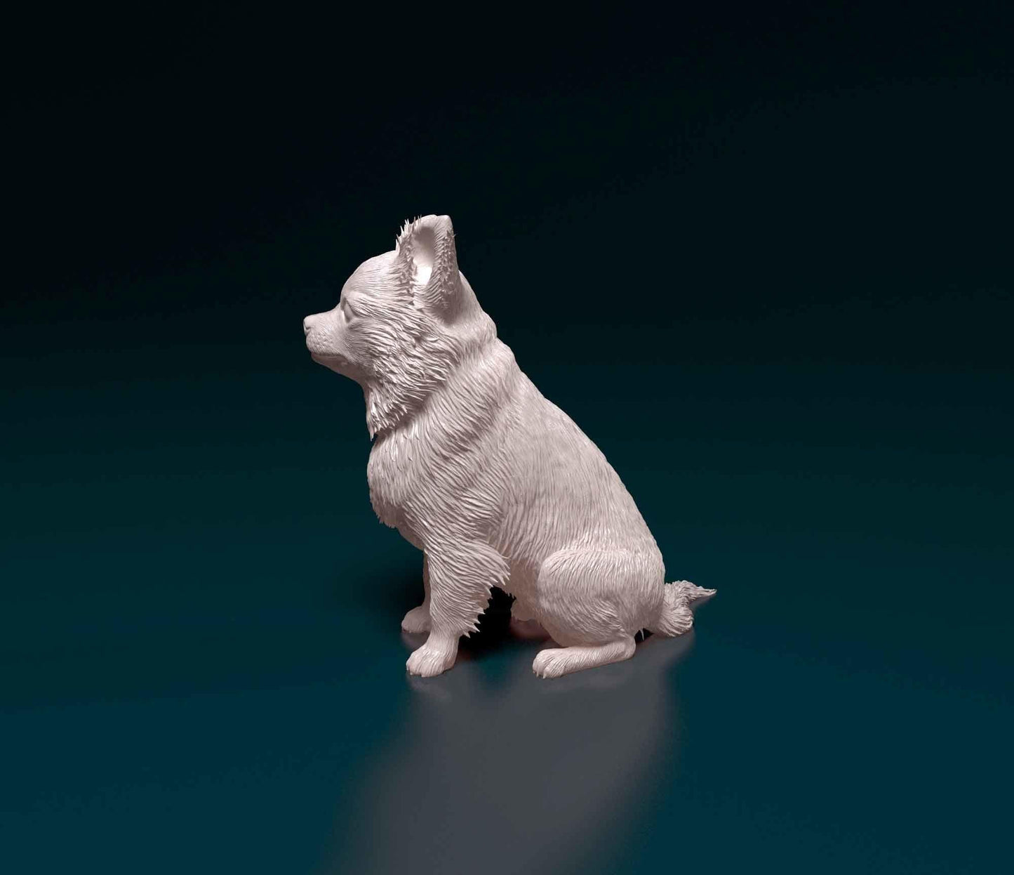 3D Printed  Chihuahua long-haired Dog  Figurine -