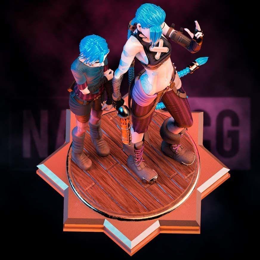 Jinx and Powder Fan Art 3D Print | Arcane Sisters Statue | League of Legends Collectible Figurine | Gamer Gift | Free Shipping