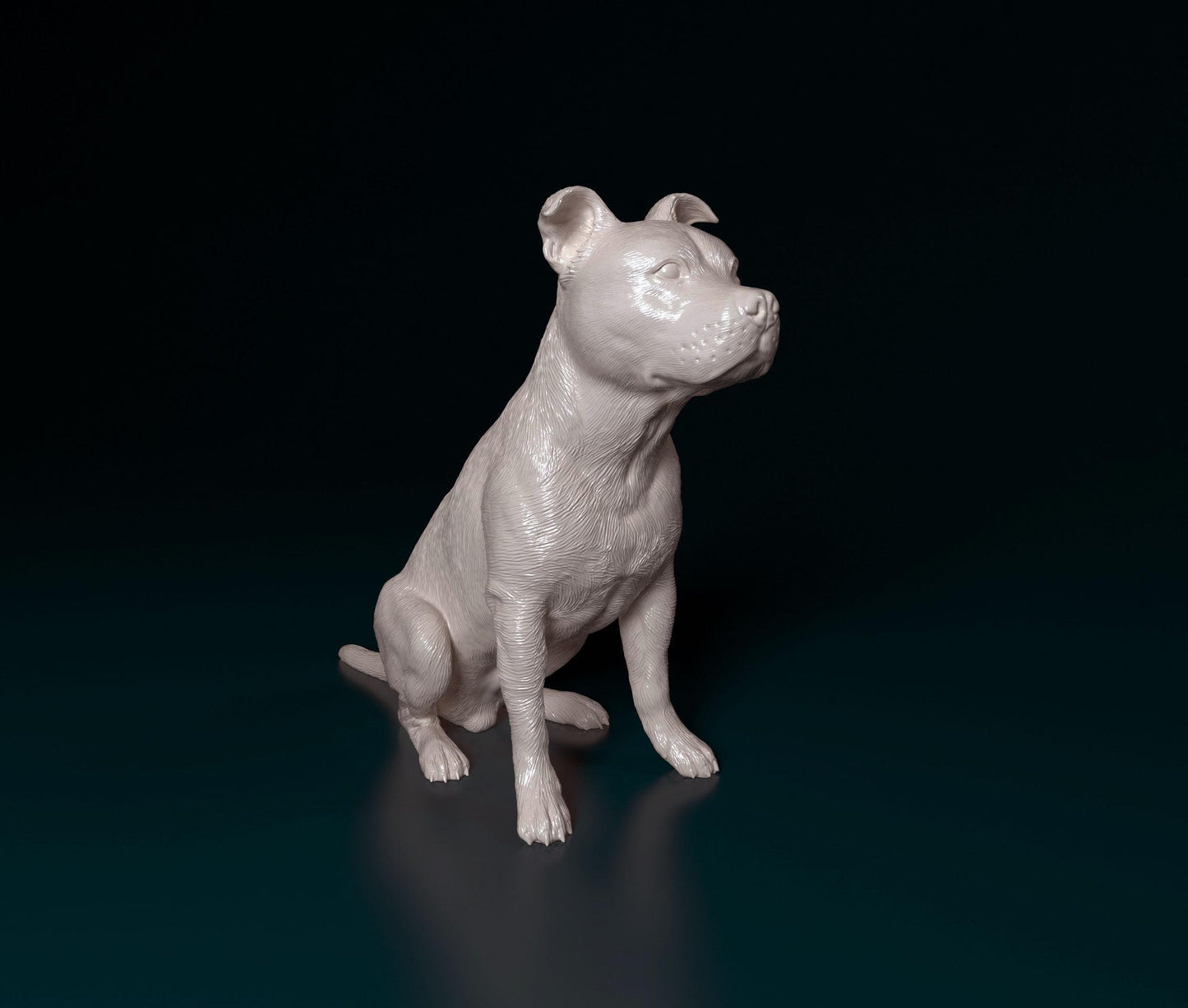 Staffordshire bull terrier sitting Dog Figurine - 3D Printed