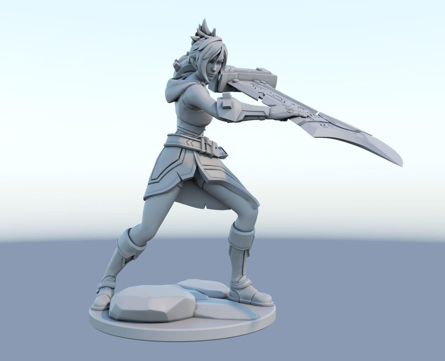 League of Legends Riven Figure | 3D Printed The Exile Model | Gaming Desk Decor | Gamer Gift| Collectible Statue| Unpainted for DIY Painting