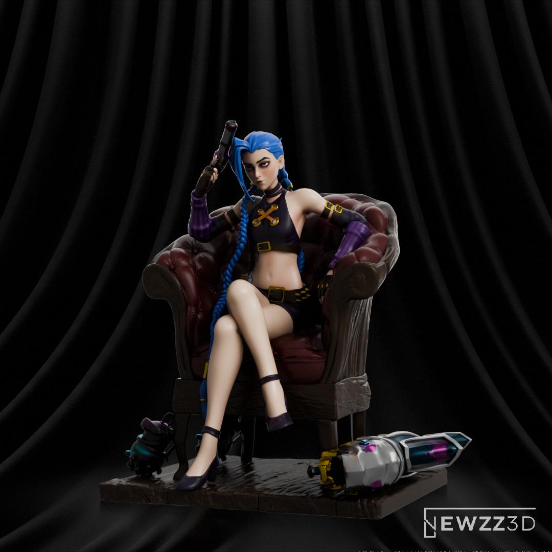 Jinx Arcane Custom 3D Printed Unpainted – Arcane Fan Art Figurine – League of Legends Inspired Model – 15cm to 25cm – Free Shipping + Gift