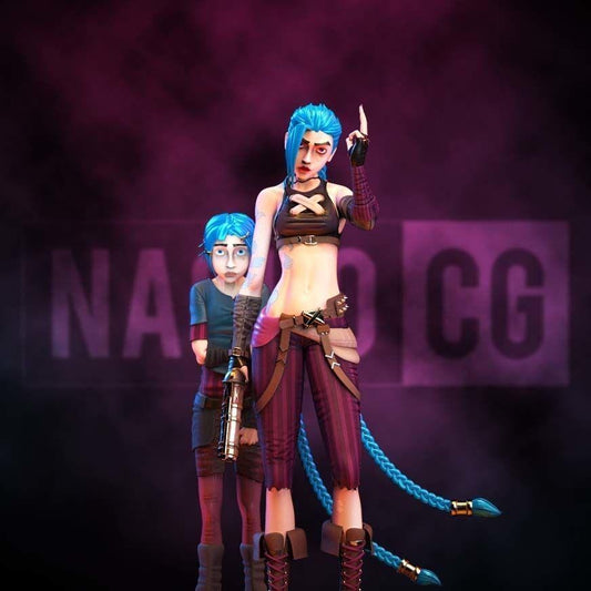 Jinx and Powder Fan Art 3D Print | Arcane Sisters Statue | League of Legends Collectible Figurine | Gamer Gift | Free Shipping