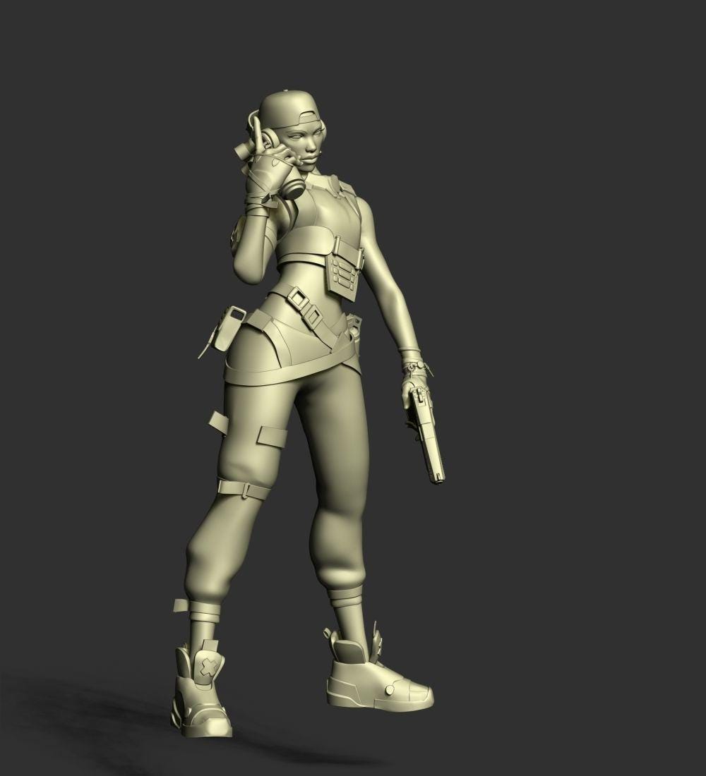 Valorant Raze Figurine with Platform -  3D Printed Collectible for Your Gaming Heaven
