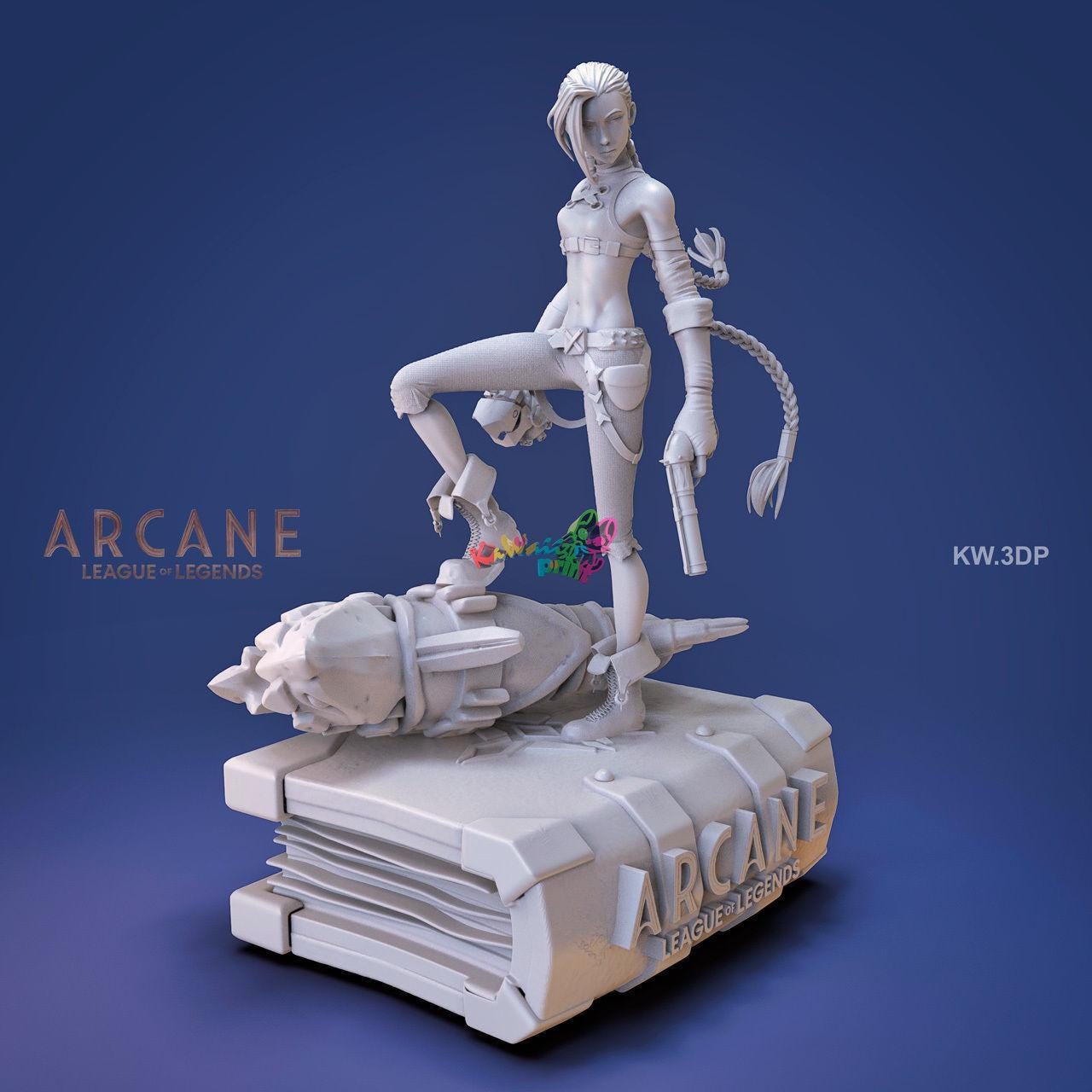 Jinx Figure | Arcane League of Legends | 3D Printed Model | Multiple Sizes | Unpainted Collectible | Gamer Gift | Fan Art Statue