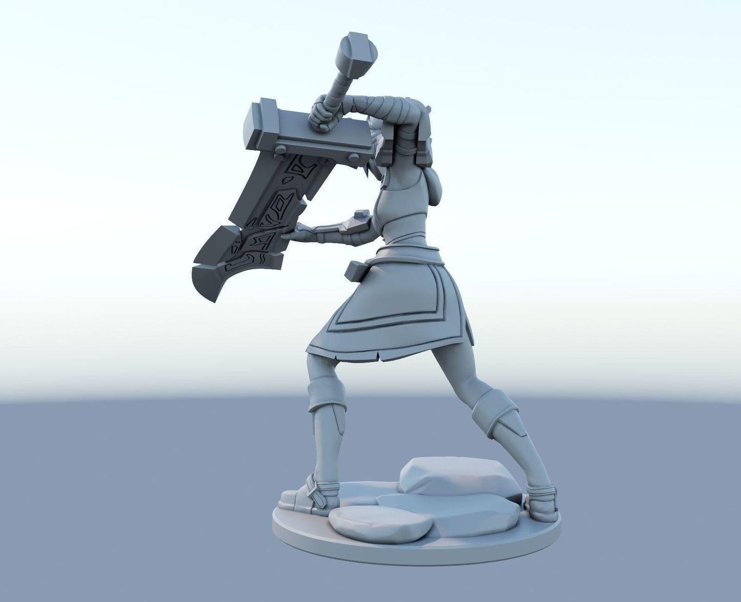 League of Legends Riven Figure | 3D Printed The Exile Model | Gaming Desk Decor | Gamer Gift| Collectible Statue| Unpainted for DIY Painting