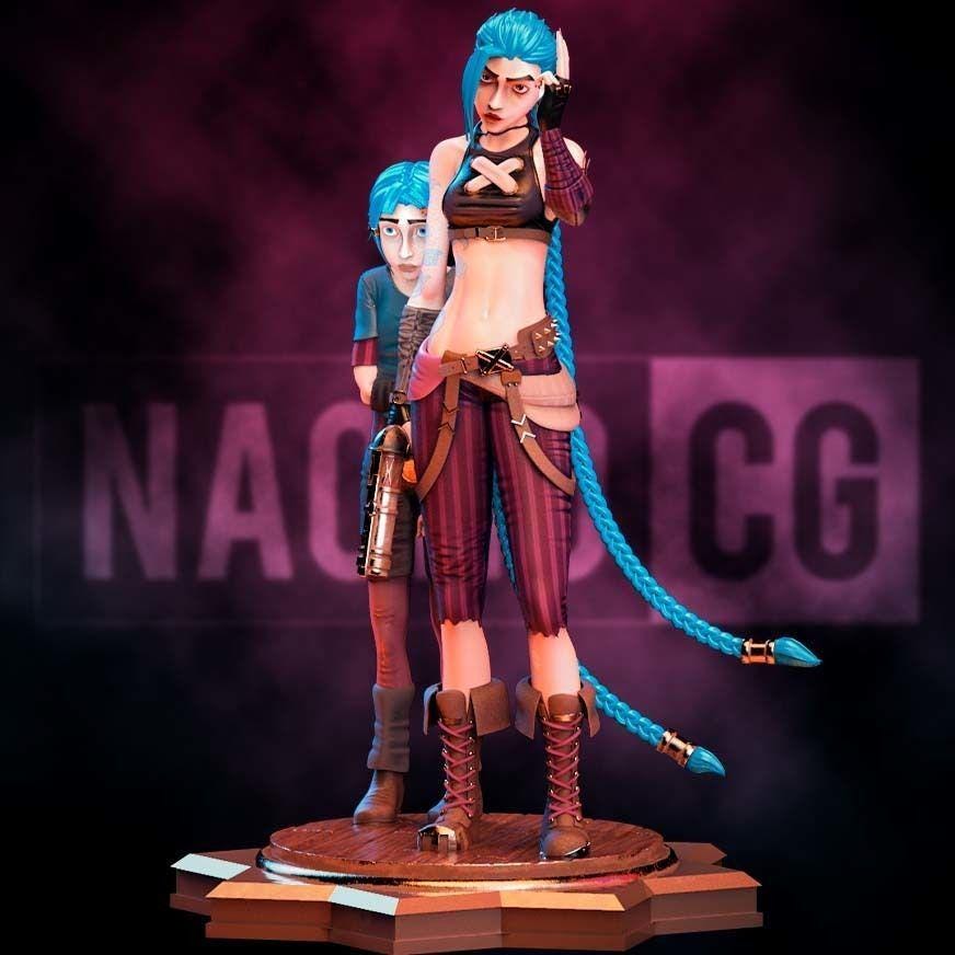 Jinx and Powder Fan Art 3D Print | Arcane Sisters Statue | League of Legends Collectible Figurine | Gamer Gift | Free Shipping