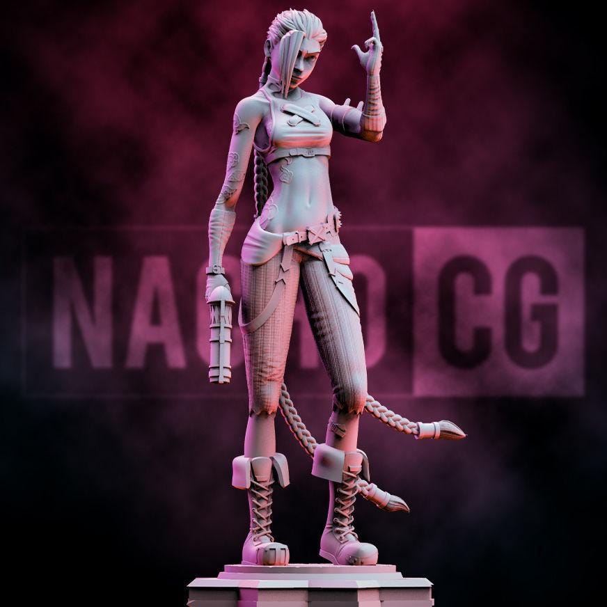 Fan Art Jinx 3D Printed Figurine – Arcane Fan Art Statue – League of Legends Model – Gamer Gift – 15cm to 25cm – Free Shipping + Gift