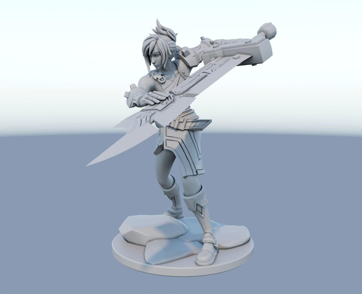 League of Legends Riven Figure | 3D Printed The Exile Model | Gaming Desk Decor | Gamer Gift| Collectible Statue| Unpainted for DIY Painting