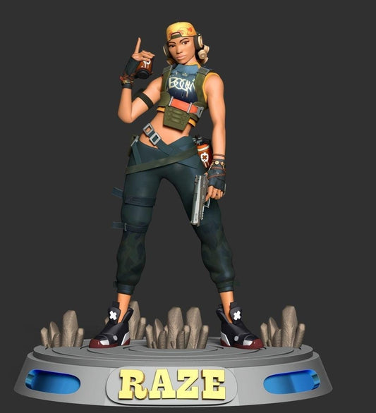 Valorant Raze Figurine with Platform -  3D Printed Collectible for Your Gaming Heaven