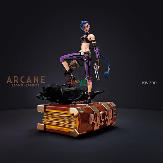 Jinx Figure | Arcane League of Legends | 3D Printed Model | Multiple Sizes | Unpainted Collectible | Gamer Gift | Fan Art Statue