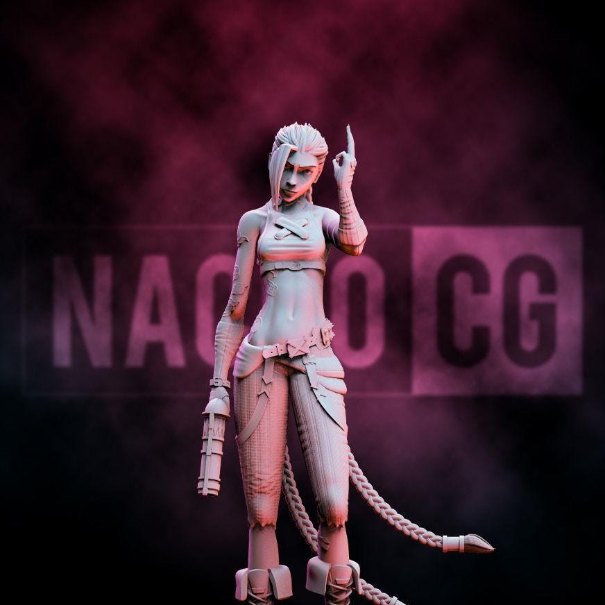 Fan Art Jinx 3D Printed Figurine – Arcane Fan Art Statue – League of Legends Model – Gamer Gift – 15cm to 25cm – Free Shipping + Gift