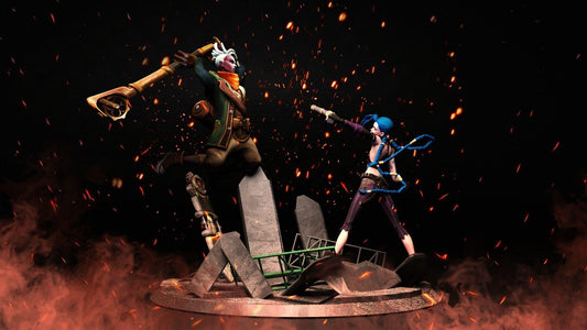 Ekko vs Jinx Arcane Diorama 3D Print | League of Legends Inspired Statue | 3D Printed Collectible Model | Gamer Gift Idea |  Unpainted