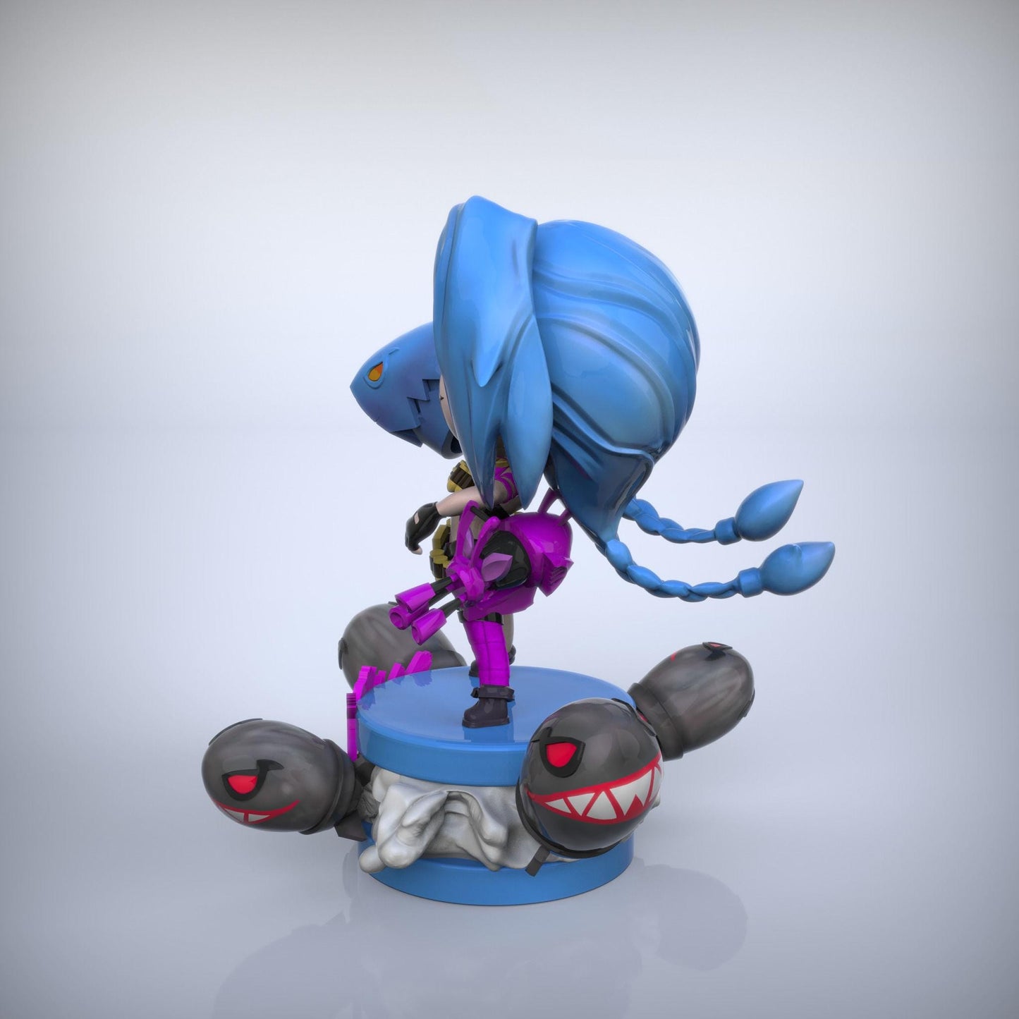 Chibi Jinx 3D Printed Figurine – Unpainted League of Legends TFT Fan Art – Cute Gamer Gift – 15cm to 25cm – Free Shipping + Gift