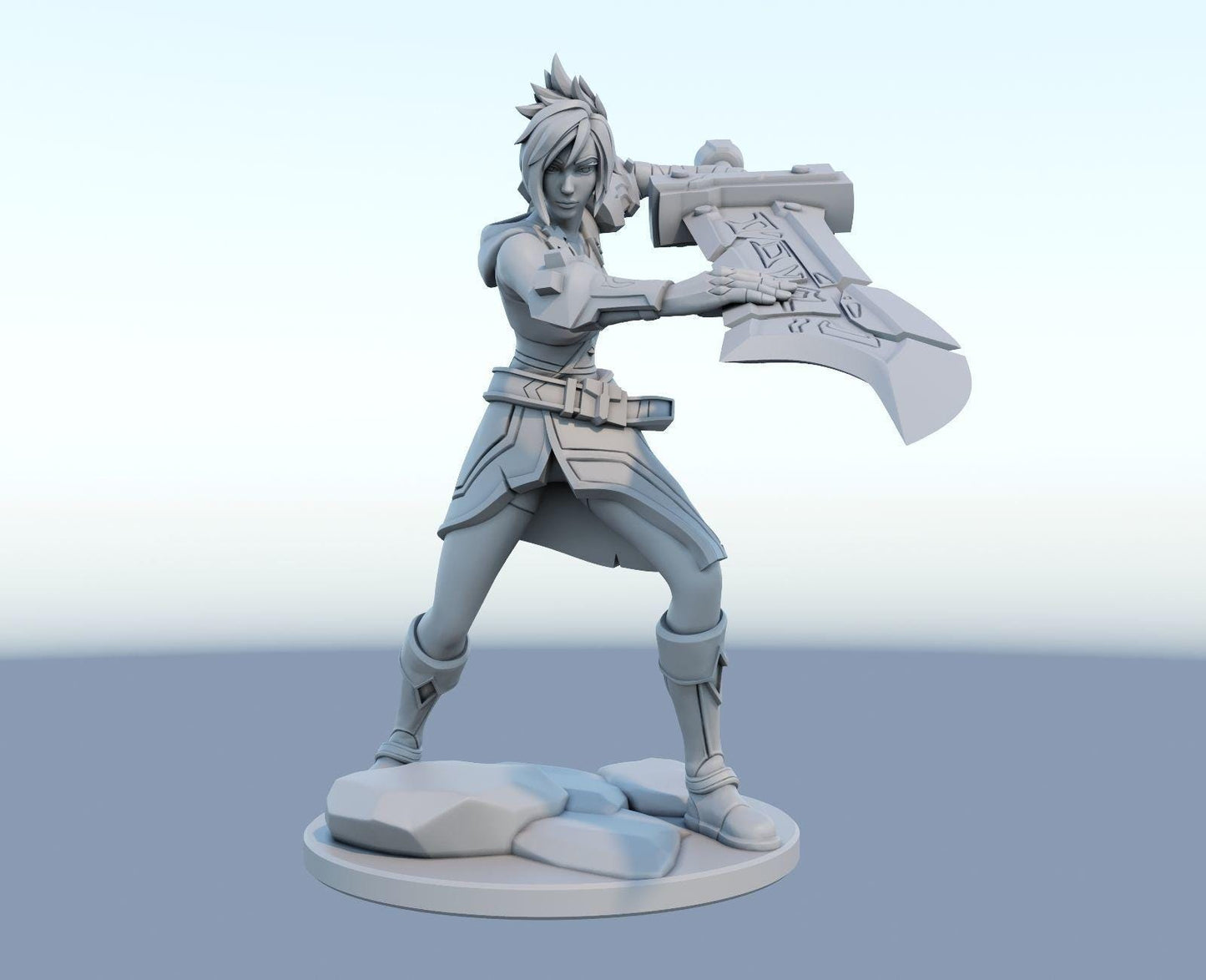 League of Legends Riven Figure | 3D Printed The Exile Model | Gaming Desk Decor | Gamer Gift| Collectible Statue| Unpainted for DIY Painting