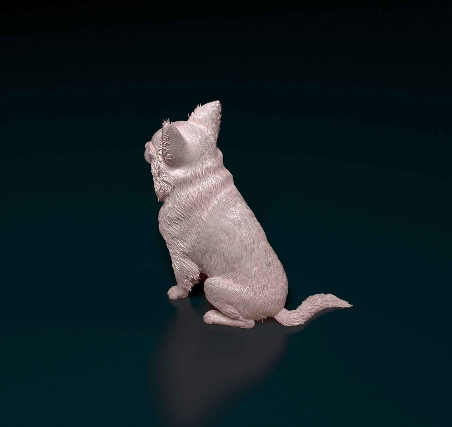 3D Printed  Chihuahua long-haired Dog  Figurine -