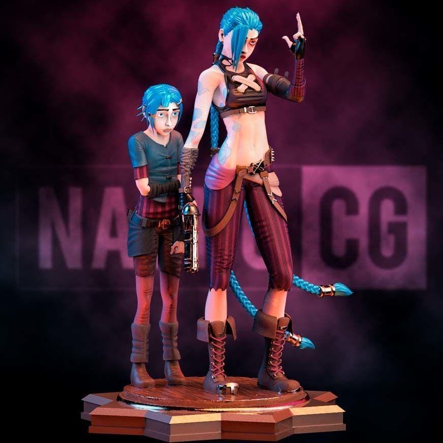 Jinx and Powder Fan Art 3D Print | Arcane Sisters Statue | League of Legends Collectible Figurine | Gamer Gift | Free Shipping