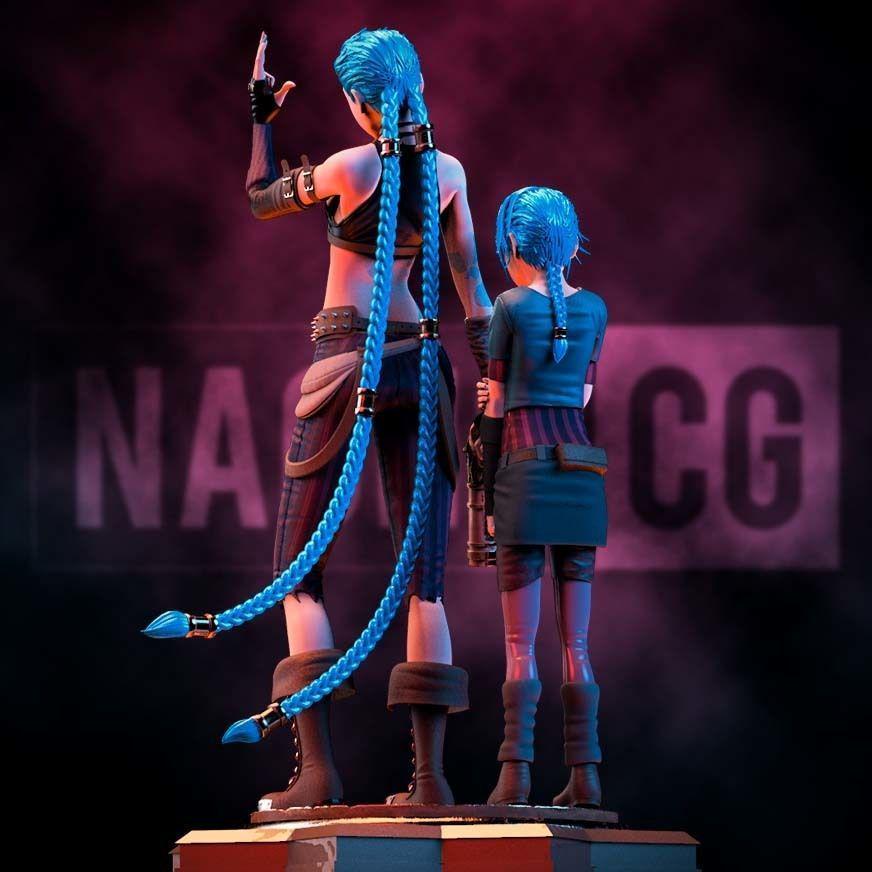 Jinx and Powder Fan Art 3D Print | Arcane Sisters Statue | League of Legends Collectible Figurine | Gamer Gift | Free Shipping
