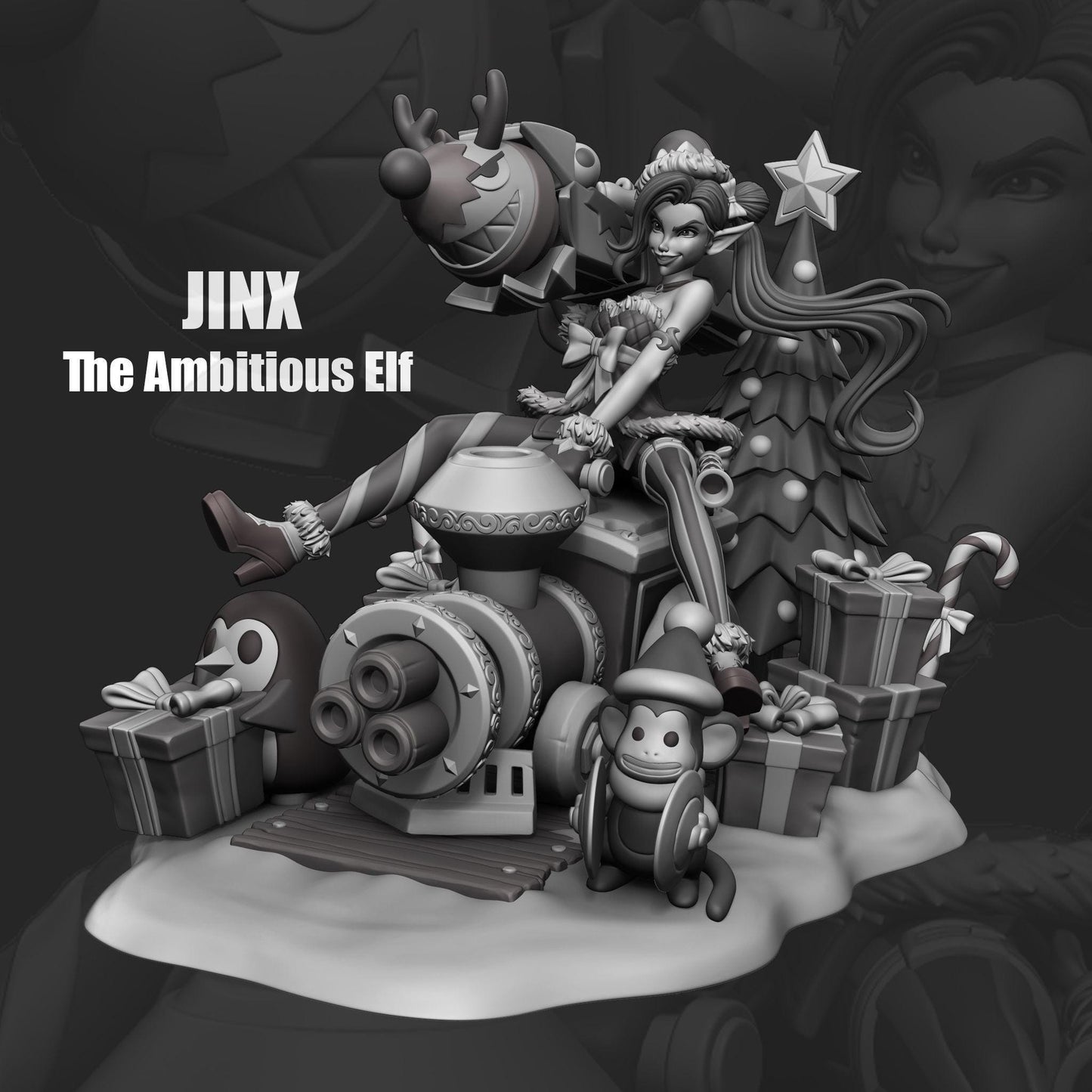 League of Legends   Jinx The Ambitious Elf Skin Figurine -  3D Printed Collectible for Your Gaming Heaven
