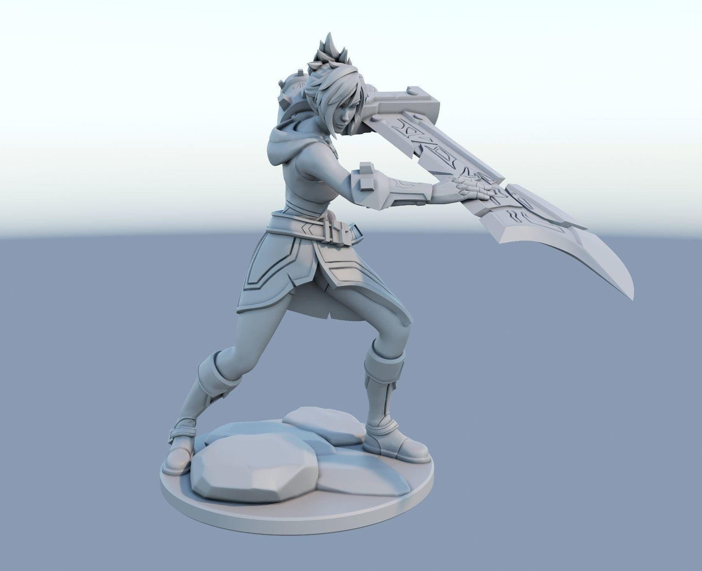 League of Legends Riven Figure | 3D Printed The Exile Model | Gaming Desk Decor | Gamer Gift| Collectible Statue| Unpainted for DIY Painting