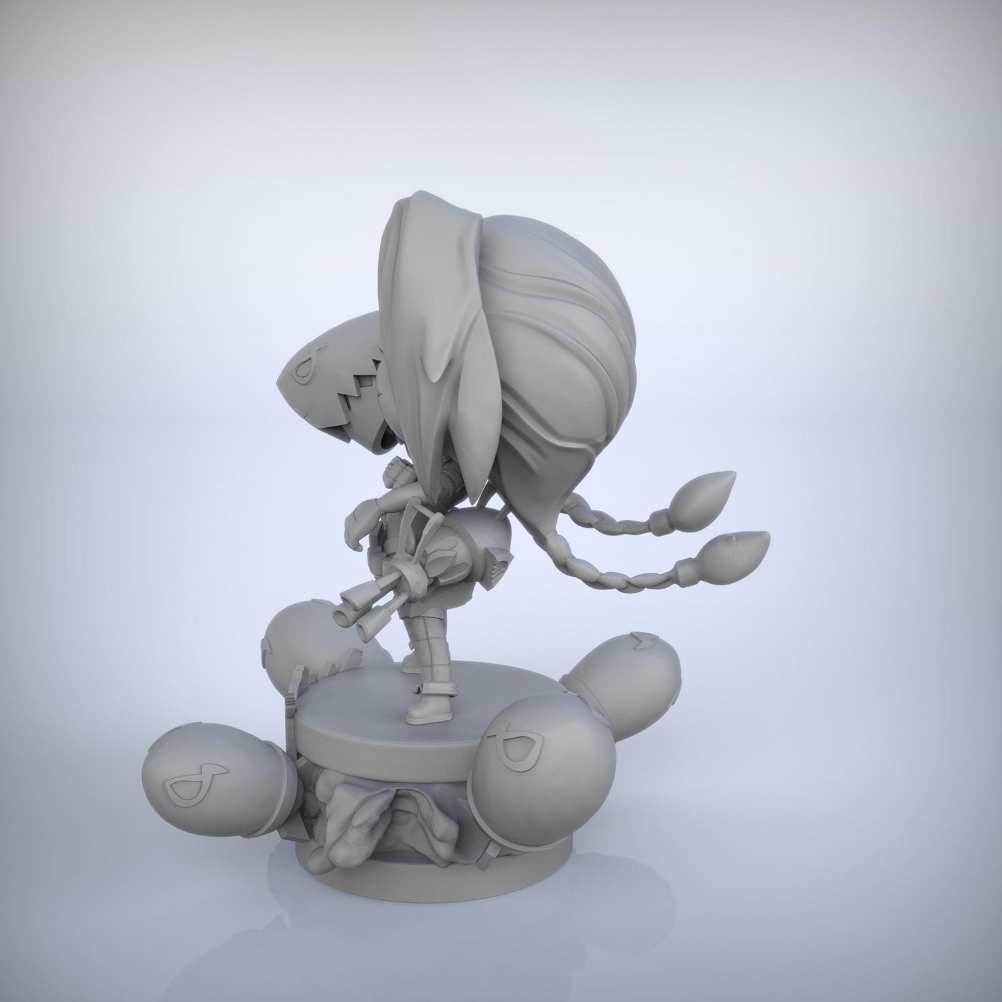 Chibi Jinx 3D Printed Figurine – Unpainted League of Legends TFT Fan Art – Cute Gamer Gift – 15cm to 25cm – Free Shipping + Gift
