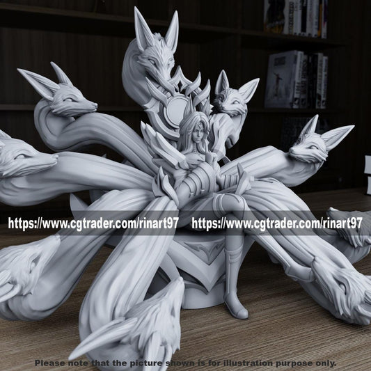 League of Legends  Ahri Figurine -  3D Printed Collectible for Your Gaming Heaven