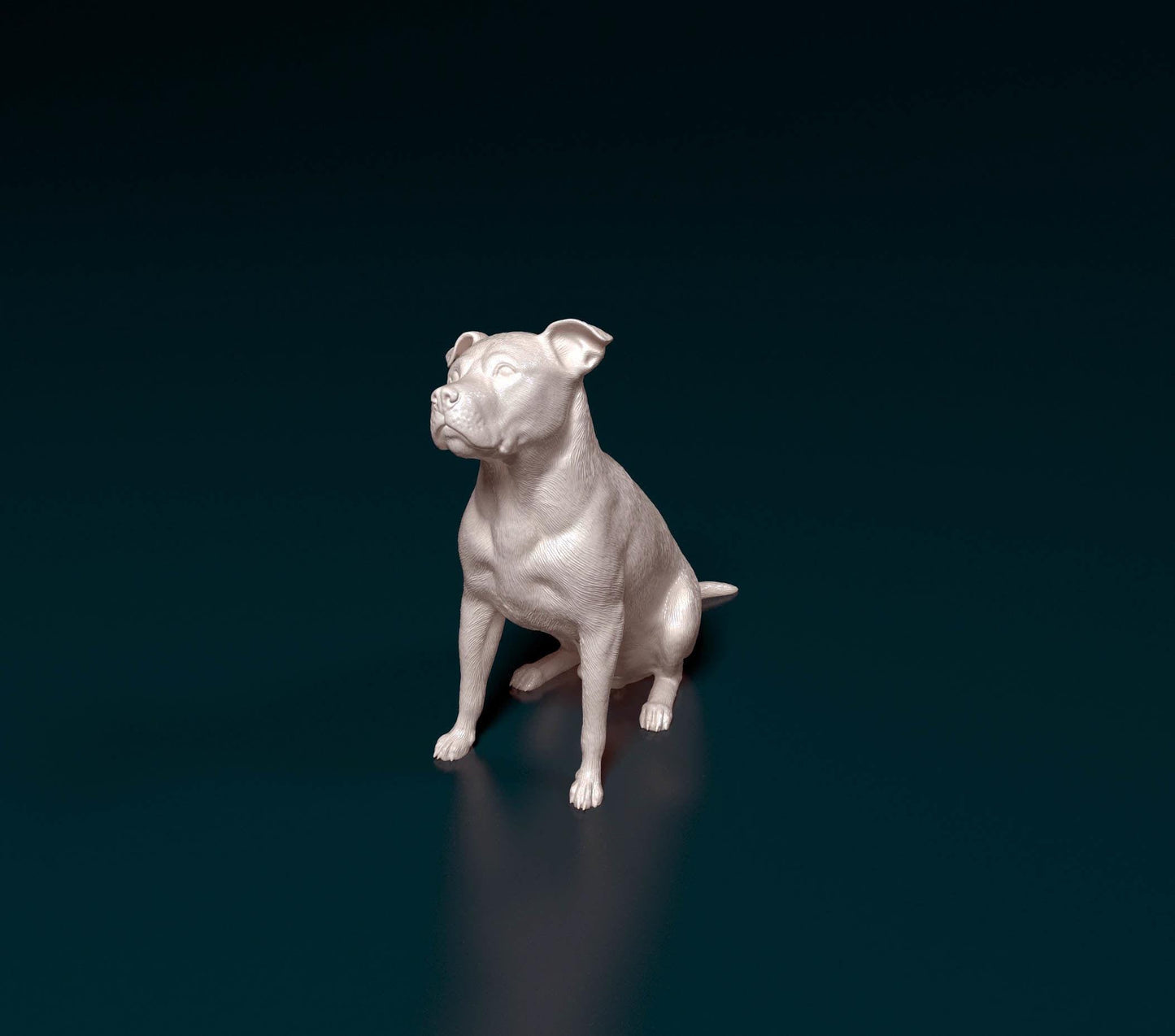 3D Printed Pitbull 06 Dog Figurine -