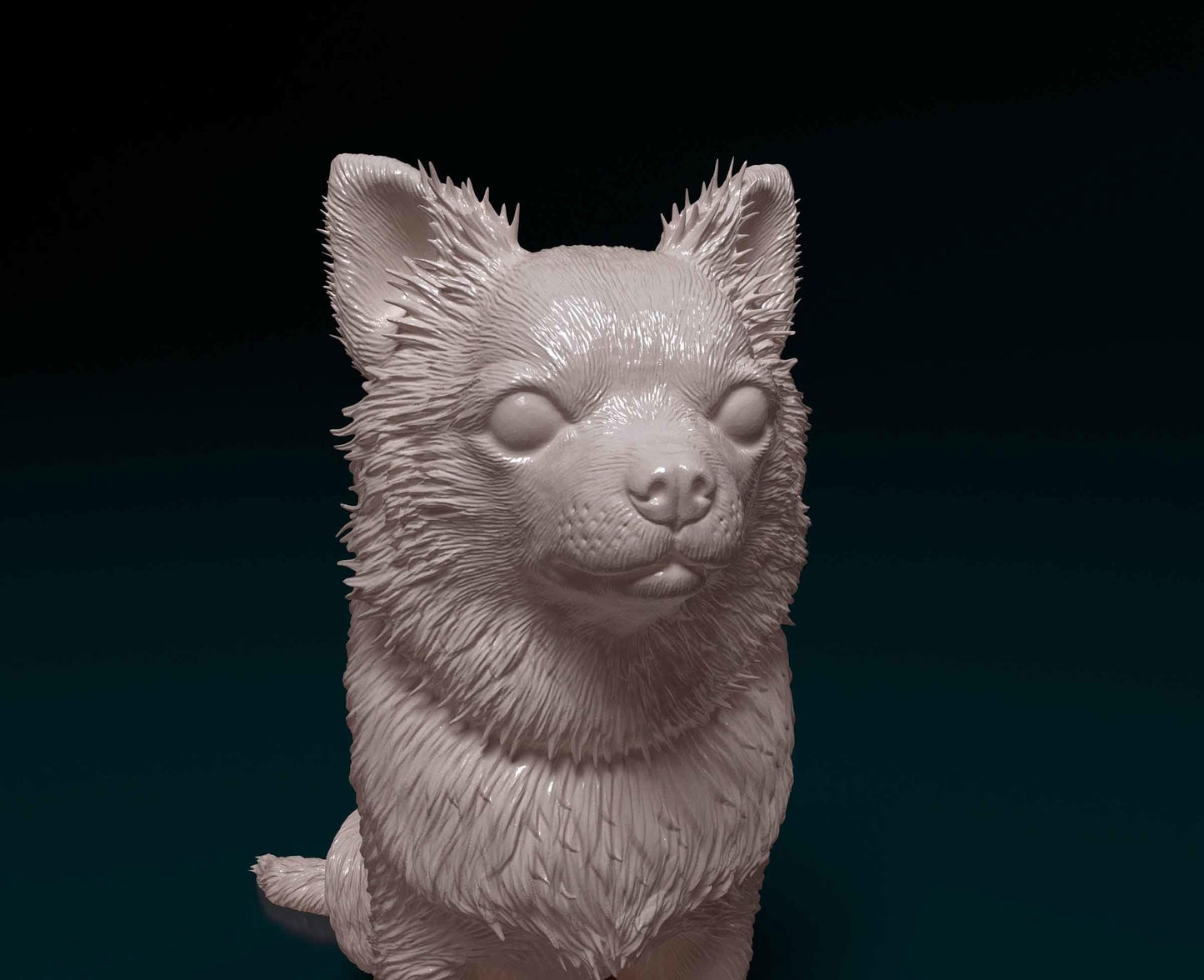 3D Printed  Chihuahua long-haired Dog  Figurine -