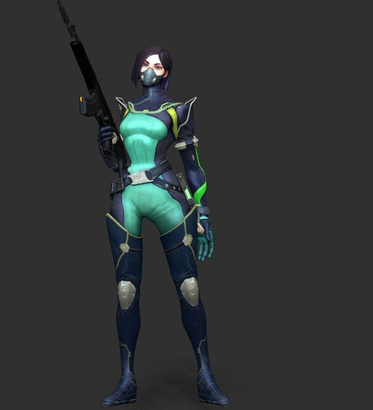 Valorant Viper Figurine with platform-  3D Printed Collectible for Your Gaming Heaven