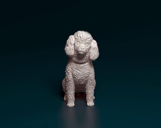 3D Printed Toy Poodle sitting Dog Figurine -