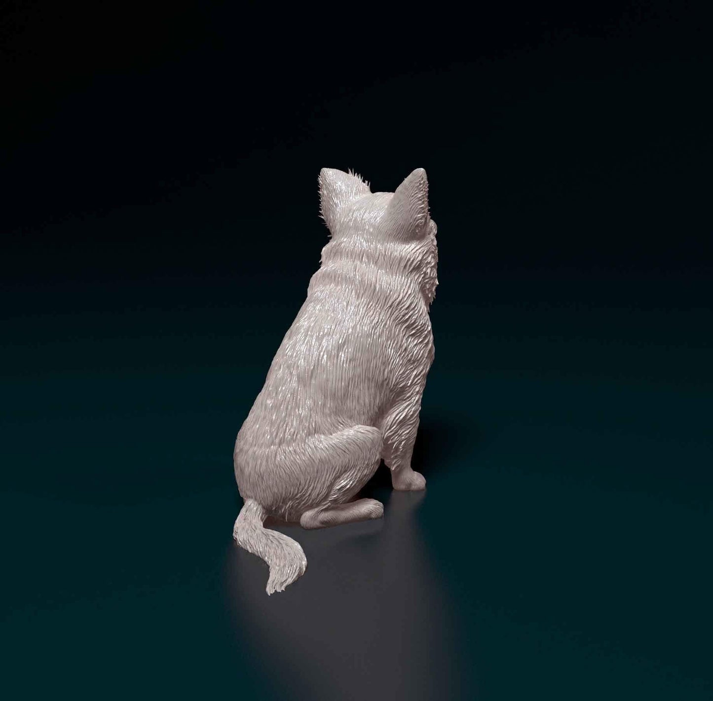 3D Printed  Chihuahua long-haired Dog  Figurine -