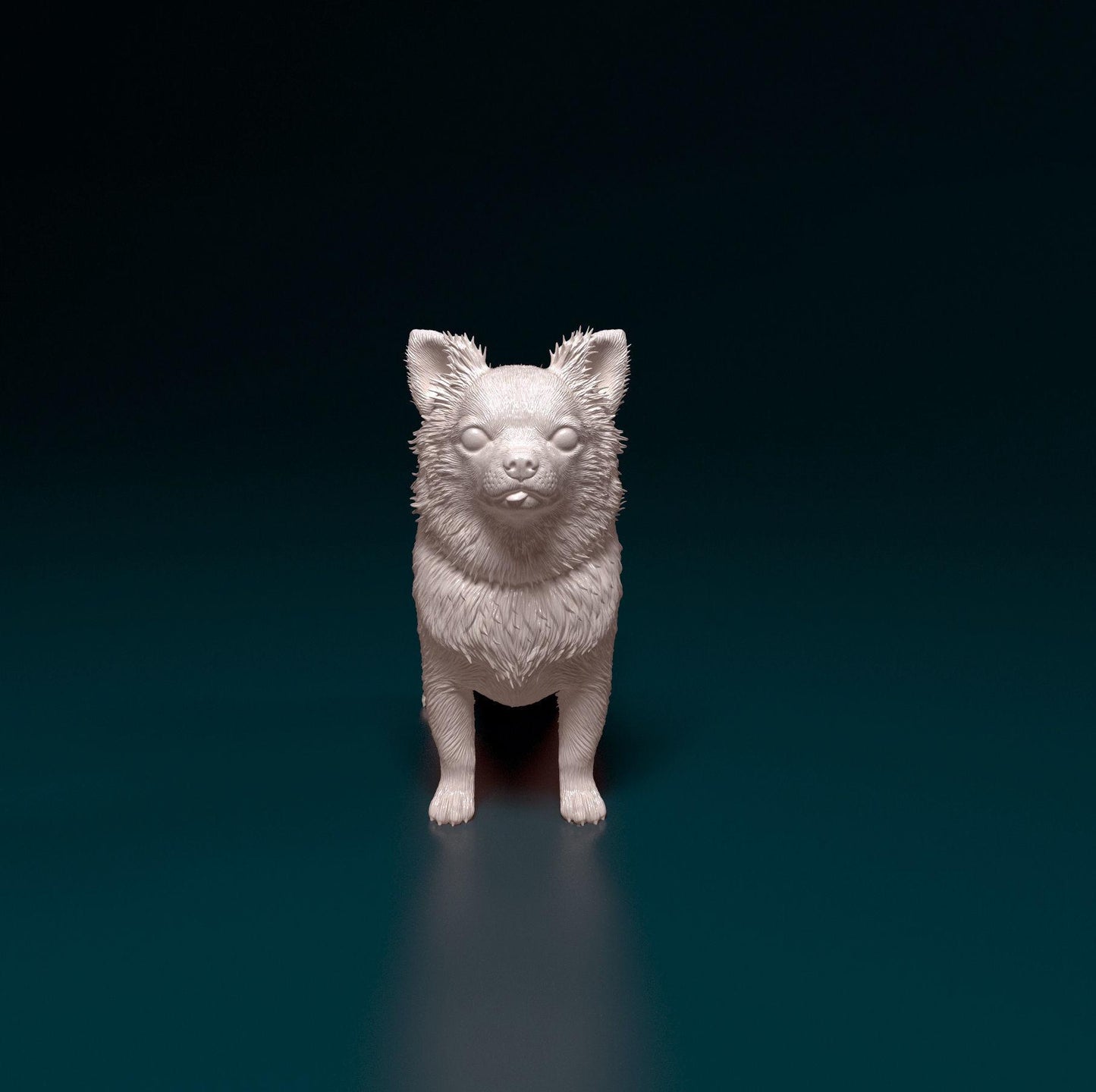 3D Printed  Chihuahua long-haired Dog  Figurine -