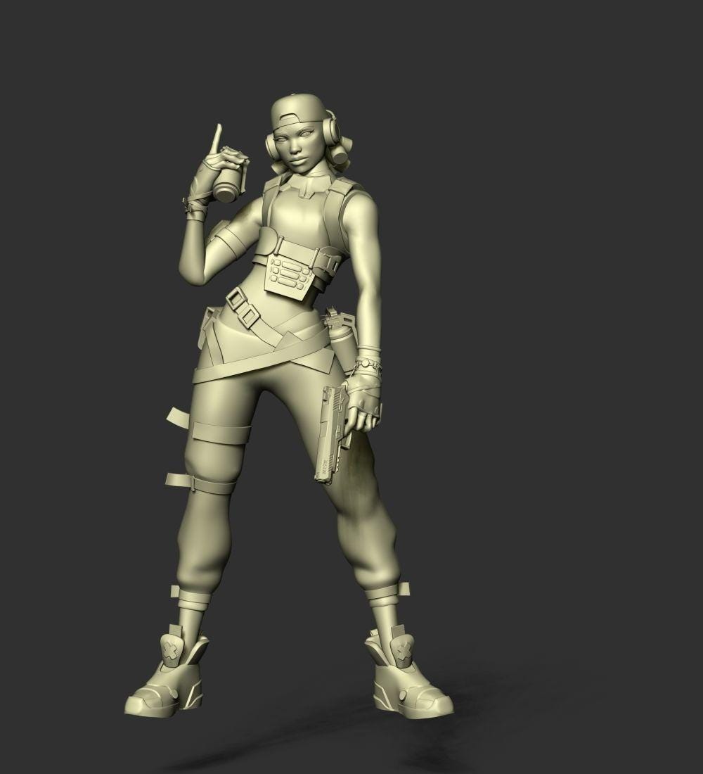 Valorant Raze Figurine with Platform -  3D Printed Collectible for Your Gaming Heaven