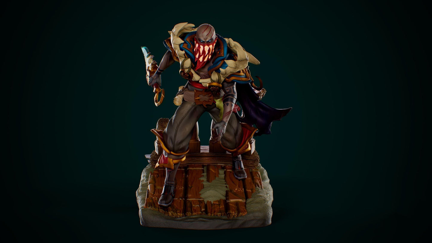 League of Legends - Pyke 3D Printed Figurine –  Unpainted Fan Art Statue – 15cm to 25cm – Gamer Display Model – Free Shipping + Gift